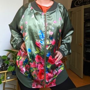 Satin Marci Floral Bomber Jacket